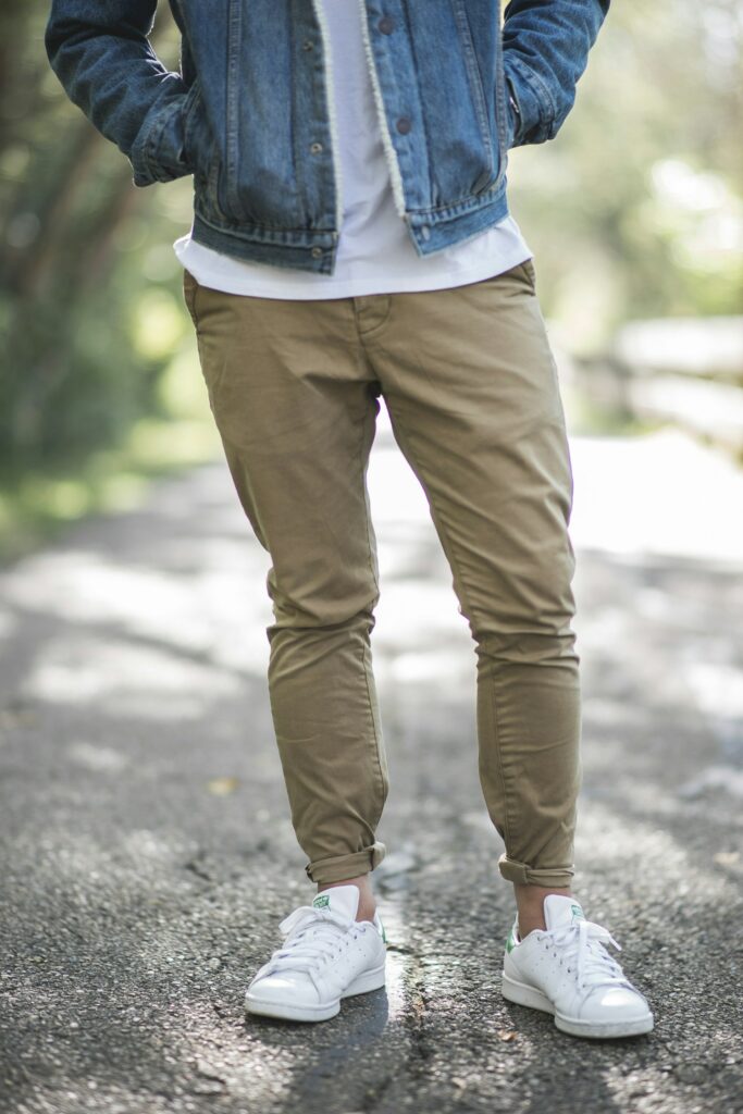 man wearing a stitched trouser