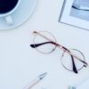 eyeglasses on white table